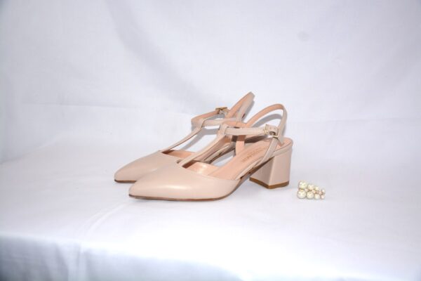 Orchidea slingback beige a punta in pelle  tacco largo 50 - immagine 9