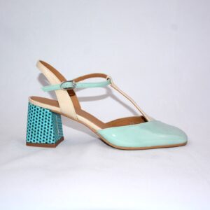 Capri Sky slingback da donna  in vernice azzurra e tacco 65