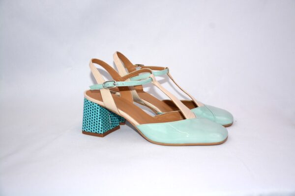 Capri Sky slingback da donna  in vernice azzurra e tacco 65 - immagine 7
