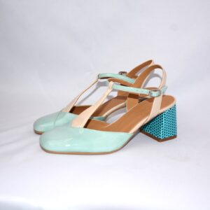 Capri Sky slingback da donna  in vernice azzurra e tacco 65