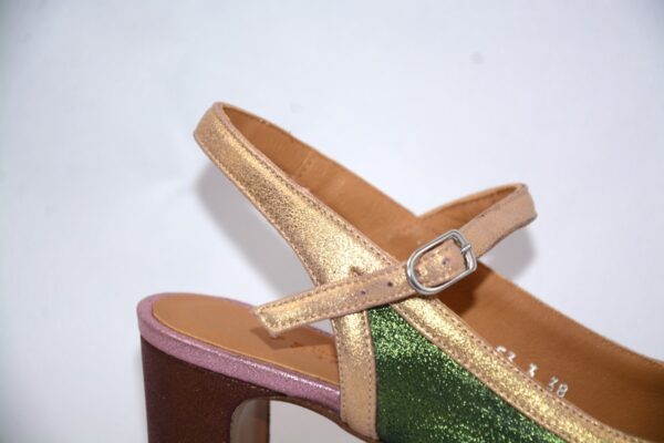 Paolina slingback da donna in pelle verde smeraldo tacco 6 - Audley. - immagine 9