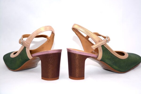 Paolina slingback da donna in pelle verde smeraldo tacco 6 - Audley. - immagine 6