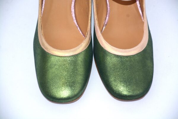 Paolina slingback da donna in pelle verde smeraldo tacco 6 - Audley. - immagine 11