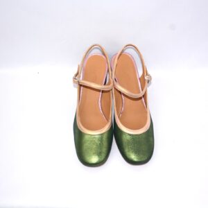 Paolina slingback da donna in pelle verde smeraldo tacco 6 – Audley.