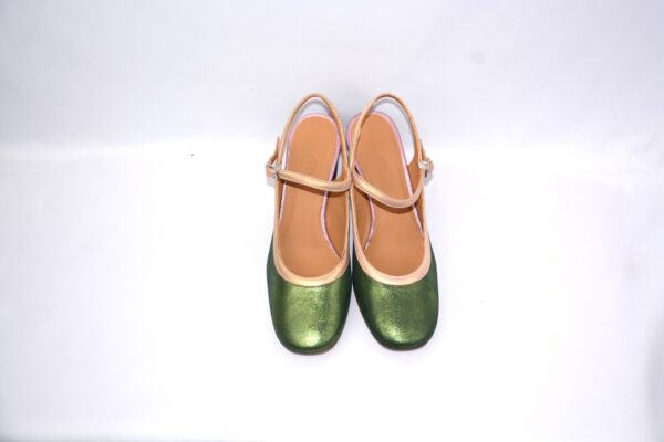 Paolina slingback da donna in pelle verde smeraldo tacco 6 - Audley. - immagine 2