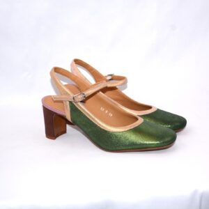 Paolina slingback verde con tacco 6