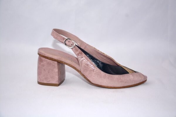 Nina slingback da donna in pelle rosa antico  tacco 5 - immagine 3