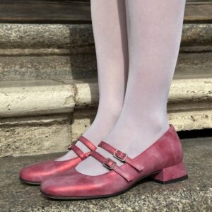 Grace ballerina rossa  in pelle lavorazione a sacchetto