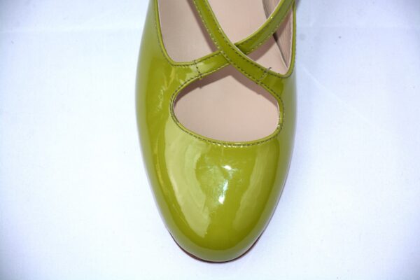 Lulù dècolletè da donna in vernice verde con cinturini charleston tacco 35 - immagine 8