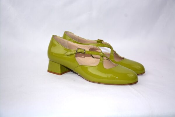 Lulù dècolletè da donna in vernice verde con cinturini charleston tacco 35 - immagine 11