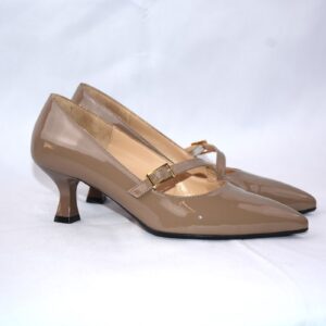 Afrodite dècolletè in vernice beige e tacco 50