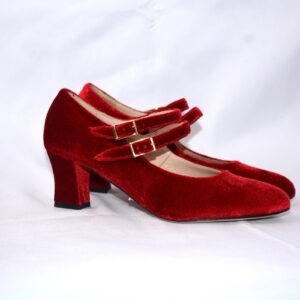 Sabrina dècolletè  in velluto rosso vibrante tacco 50