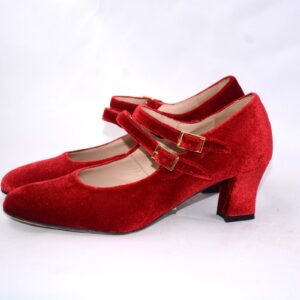 Sabrina dècolletè  in velluto rosso vibrante tacco 50