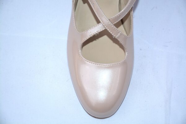 Lulù dècolletè donna in vernice beige con cinturini charleston e tacco 35 - immagine 5