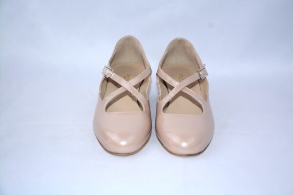 Lulù dècolletè donna in vernice beige con cinturini charleston e tacco 35 - immagine 4