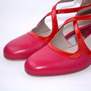 Lulù dècolletè aperte donna in pelle fucsia con cinturini charleston e tacco 35