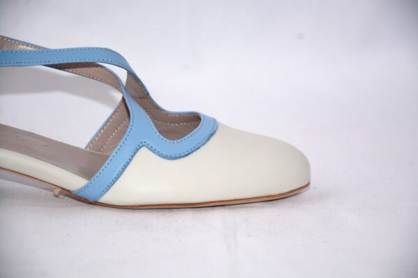 Lulù dècolletè aperte donna in pelle azzurra  con cinturini charleston tacco 35 - immagine 5