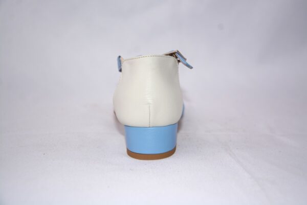 Lulù dècolletè aperte donna in pelle azzurra  con cinturini charleston tacco 35 - immagine 8