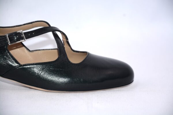 Lulu dècolletè donna in pelle nera con cinturini charleston e tacco 35 - immagine 10