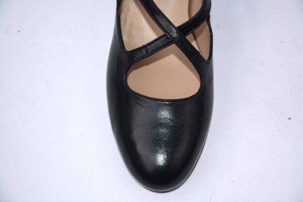 Lulu dècolletè donna in pelle nera con cinturini charleston e tacco 35 - immagine 8