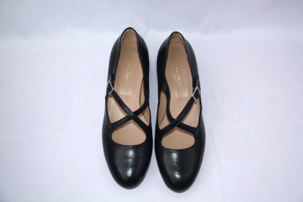 Lulu dècolletè donna in pelle nera con cinturini charleston e tacco 35 - immagine 7