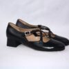 Lulu dècolletè donna in pelle nera con cinturini charleston e tacco 35 - immagine 2
