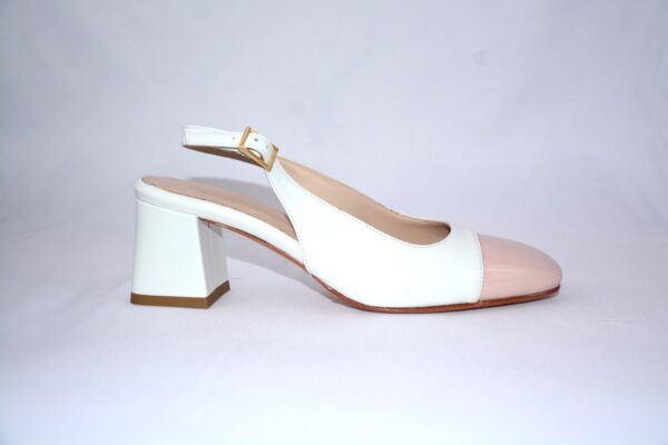 Trevi slingback bianca  con puntale rosa in pelle tacco 5 - immagine 2