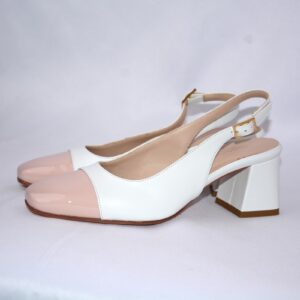 Slingback bianca in pelle verniciata Trevi artigianale