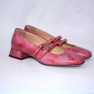 Grace ballerina rossa  in pelle lavorazione a sacchetto