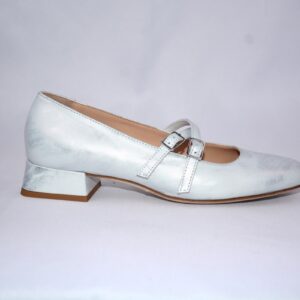 Grace ballerina argento in pelle con cinturini