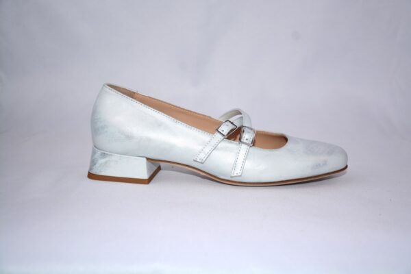 Grace ballerina argento in pelle con cinturini - immagine 2
