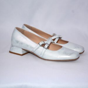 Grace ballerina argento in pelle con cinturini
