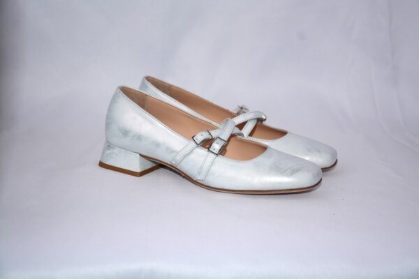 Grace ballerina argento in pelle con cinturini