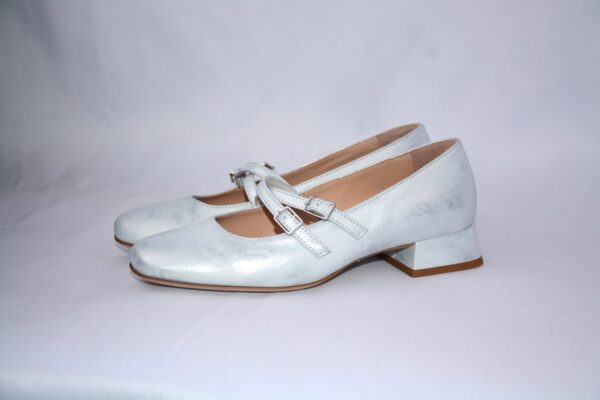 Grace ballerina argento in pelle con cinturini - immagine 4