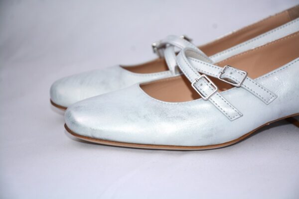 Grace ballerina argento in pelle con cinturini - immagine 7