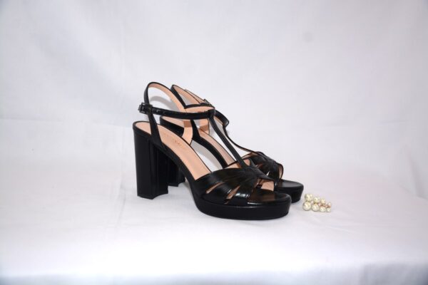 Charlotte sandali neri in pelle con plateau tacco 9 - immagine 2