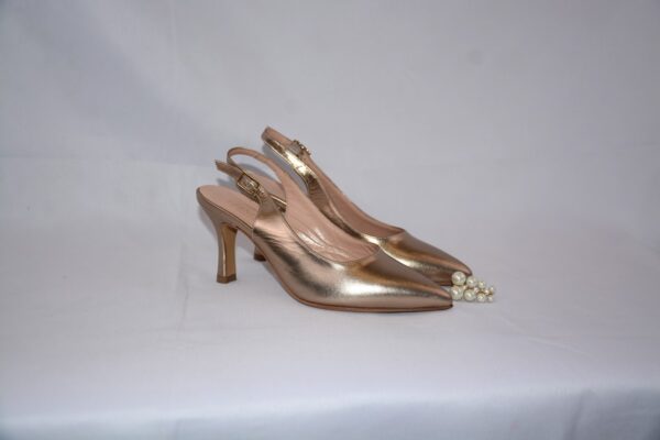 Orchidea slinback platino  in pelle tacco 7 - immagine 7
