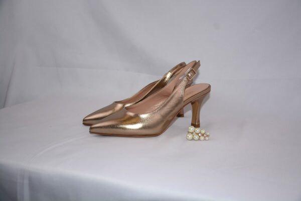 Orchidea slinback platino  in pelle tacco 7 - immagine 8