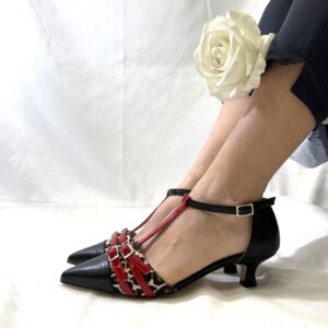 Clizia scarpa semiaperta a punta in pelle nera da donna con tacco 3