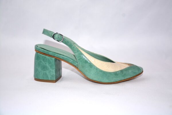 Nina slingback  da donna in pelle verde salvia con tacco 5 - immagine 2