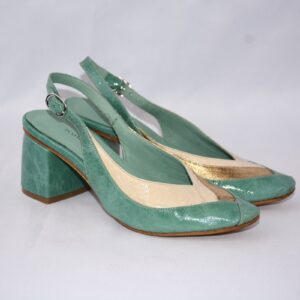Nina slingback  da donna in pelle verde salvia con tacco 5