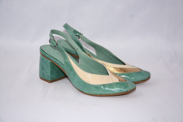 Nina slingback  da donna in pelle verde salvia con tacco 5