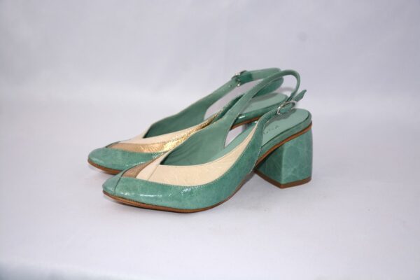 Nina slingback  da donna in pelle verde salvia con tacco 5 - immagine 5