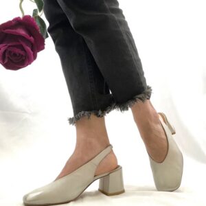 Fedora slingback argento in pelle da donna tacco 5
