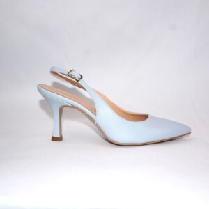 Ofelia slingback in pelle azzurra tacco 7