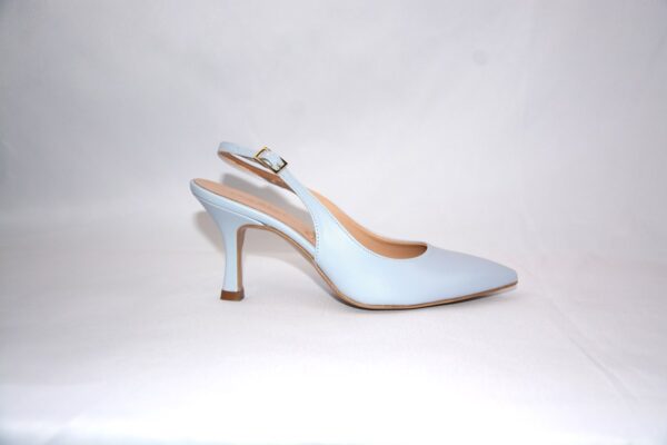 Ofelia slingback in pelle azzurra tacco 7