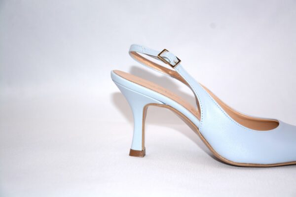 Ofelia slingback in pelle azzurra tacco 7 - immagine 4