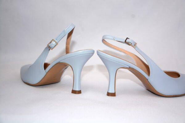 Ofelia slingback in pelle azzurra tacco 7 - immagine 5