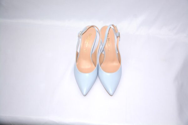 Ofelia slingback in pelle azzurra tacco 7 - immagine 6