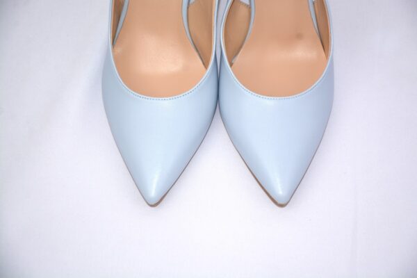 Ofelia slingback in pelle azzurra tacco 7 - immagine 7